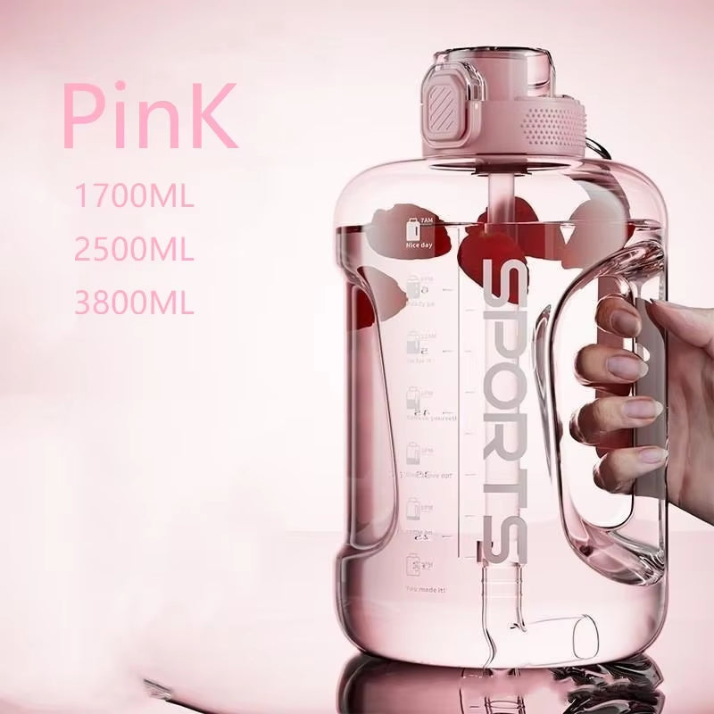 1700ML/2500ML/3800ML Fitness Cup Bpa Free Drinking Bottle Large Capacity Portable PC Sports Water Bottle with Straw