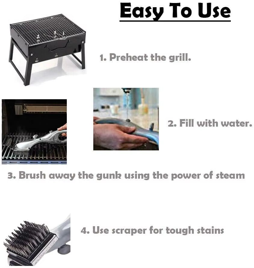 BBQ Grill Outdoor Steam Cleaning Brushes Barbecue Cleaner Suitable for Charcoal Scraper Gas Accessories Cooking Kitchen Tool