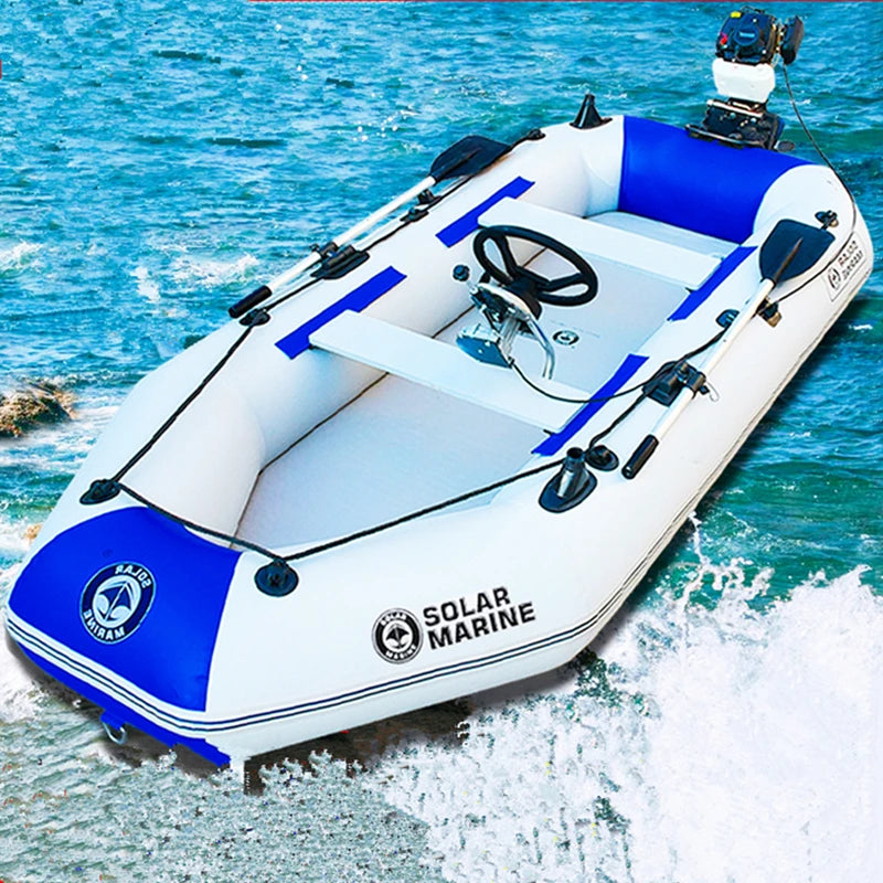 Solarmarine 2.7M 4 Person 0.9PVC Inflatable Boat Fishing Kayak Thick and Wear-Resistant Canoe Air Mat Floor with All Accessories