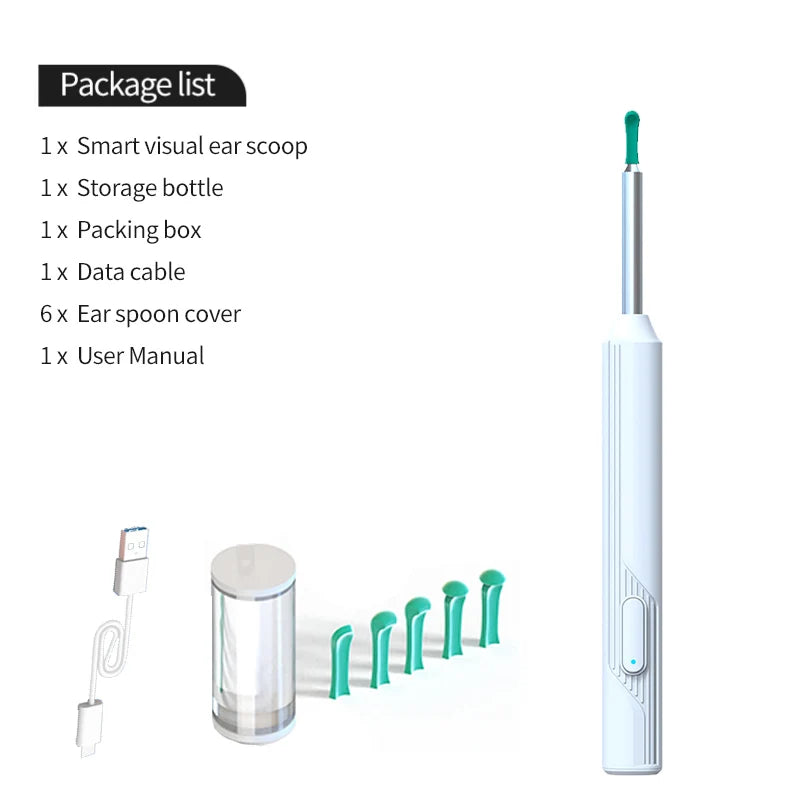 DDCAMERA Smart Ear Wax Removal Ear Cleaner with Ear Cleaning Tool 2.0MP HD Camera Light Ear Wax Removal Kit Endoscope Otoscope