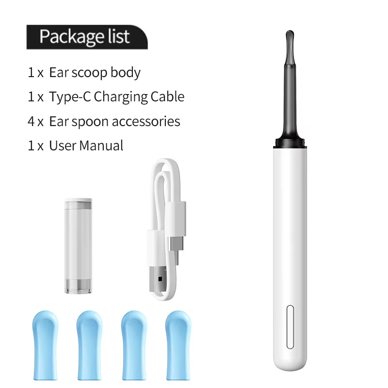 DDCAMERA Smart Ear Wax Removal Ear Cleaner with Ear Cleaning Tool 2.0MP HD Camera Light Ear Wax Removal Kit Endoscope Otoscope
