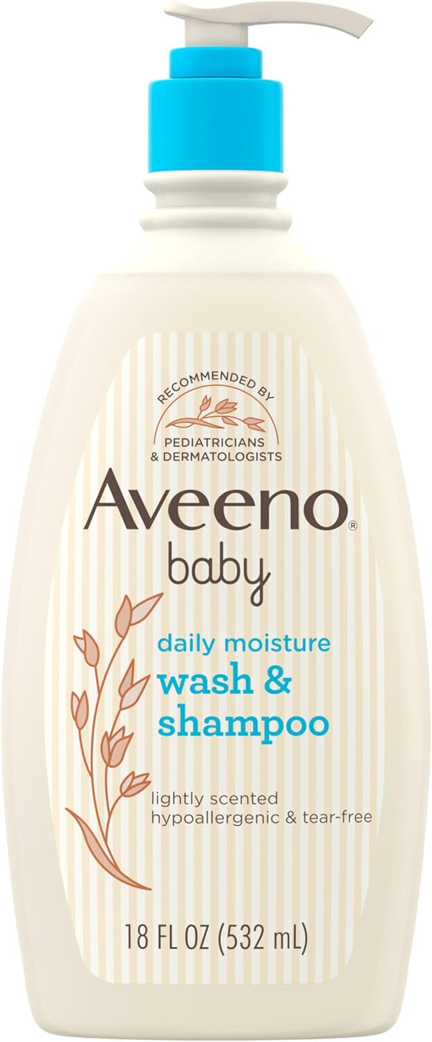 Daily Moisture Gentle Bath Wash & Shampoo with Natural Oat Extract, Hypoallergenic, Tear-Free & Paraben-Free Formula for Sensitive Hair & Skin, Lightly Scented, 532Ml