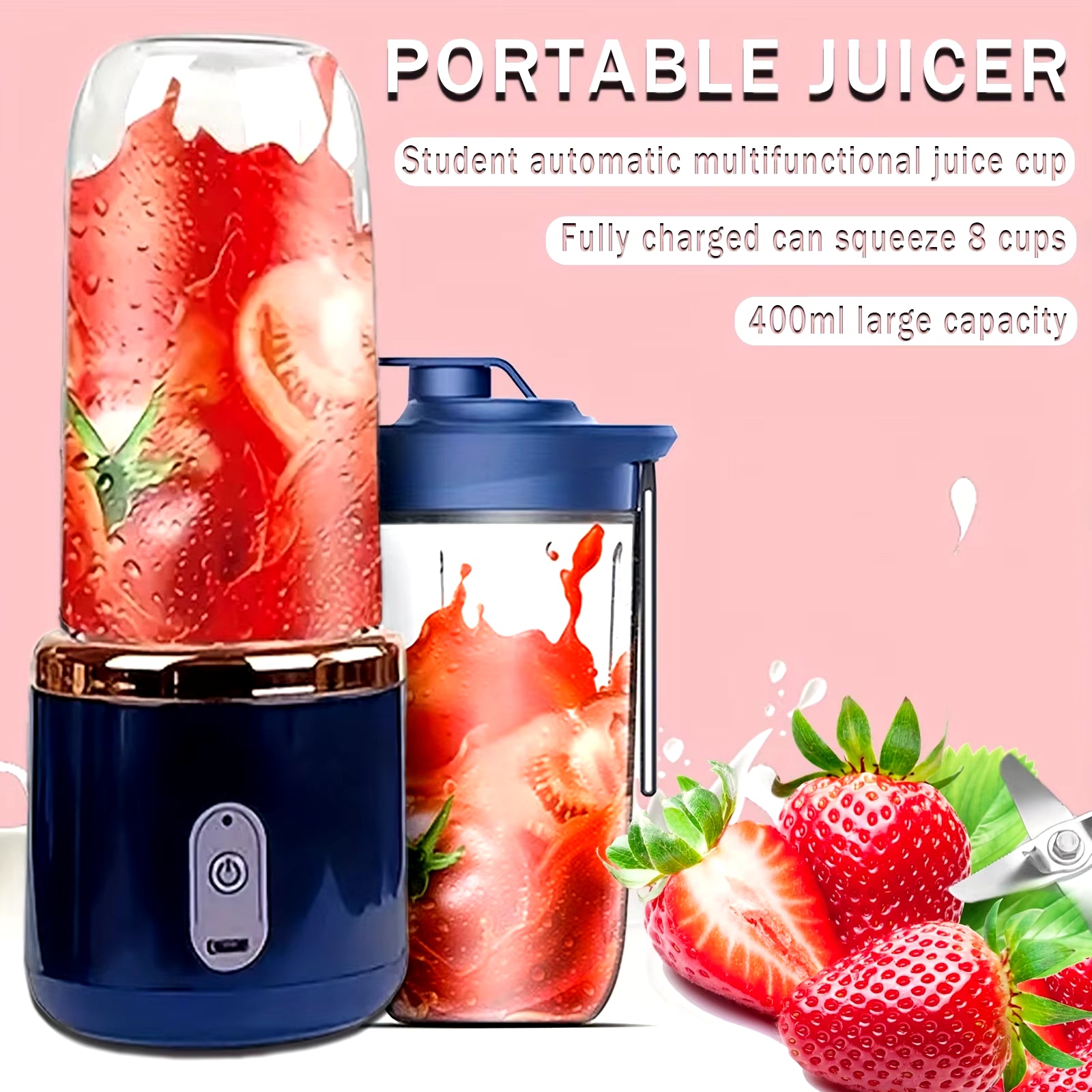 6 Blade 400ML Portable Blender Electric Juicer Cup for Travel Portable Juicer Mixer Usb Fresh Fruit Juice Blender Smoothie