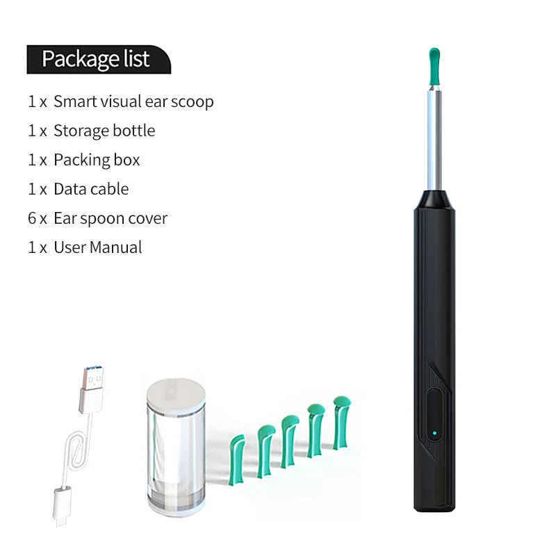 DDCAMERA Smart Ear Wax Removal Ear Cleaner with Ear Cleaning Tool 2.0MP HD Camera Light Ear Wax Removal Kit Endoscope Otoscope