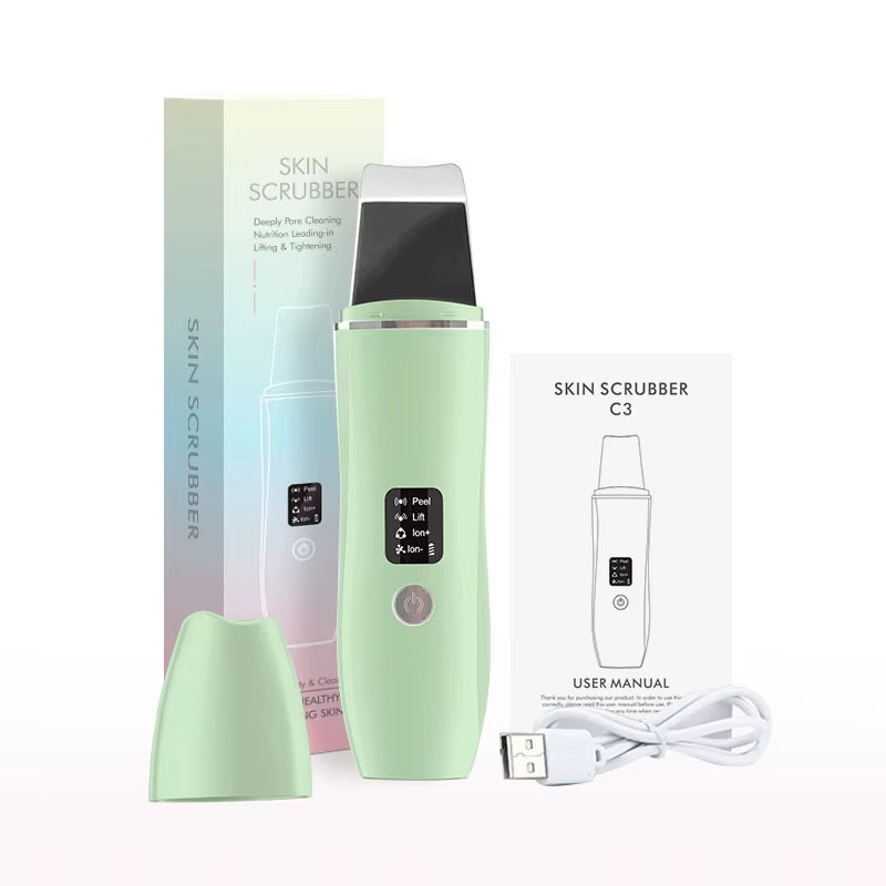 Ultrasonic Skin Scrubber Peeling Blackhead Remover Deep Face Cleaning Ultrasonic Ion Acne Pore Cleaner Facial Shovel Scrubber