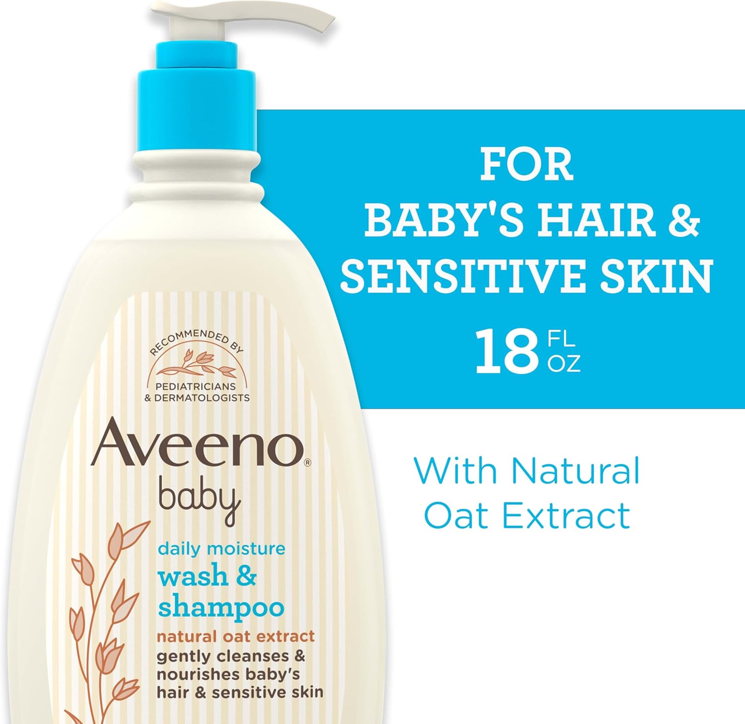 Daily Moisture Gentle Bath Wash & Shampoo with Natural Oat Extract, Hypoallergenic, Tear-Free & Paraben-Free Formula for Sensitive Hair & Skin, Lightly Scented, 532Ml