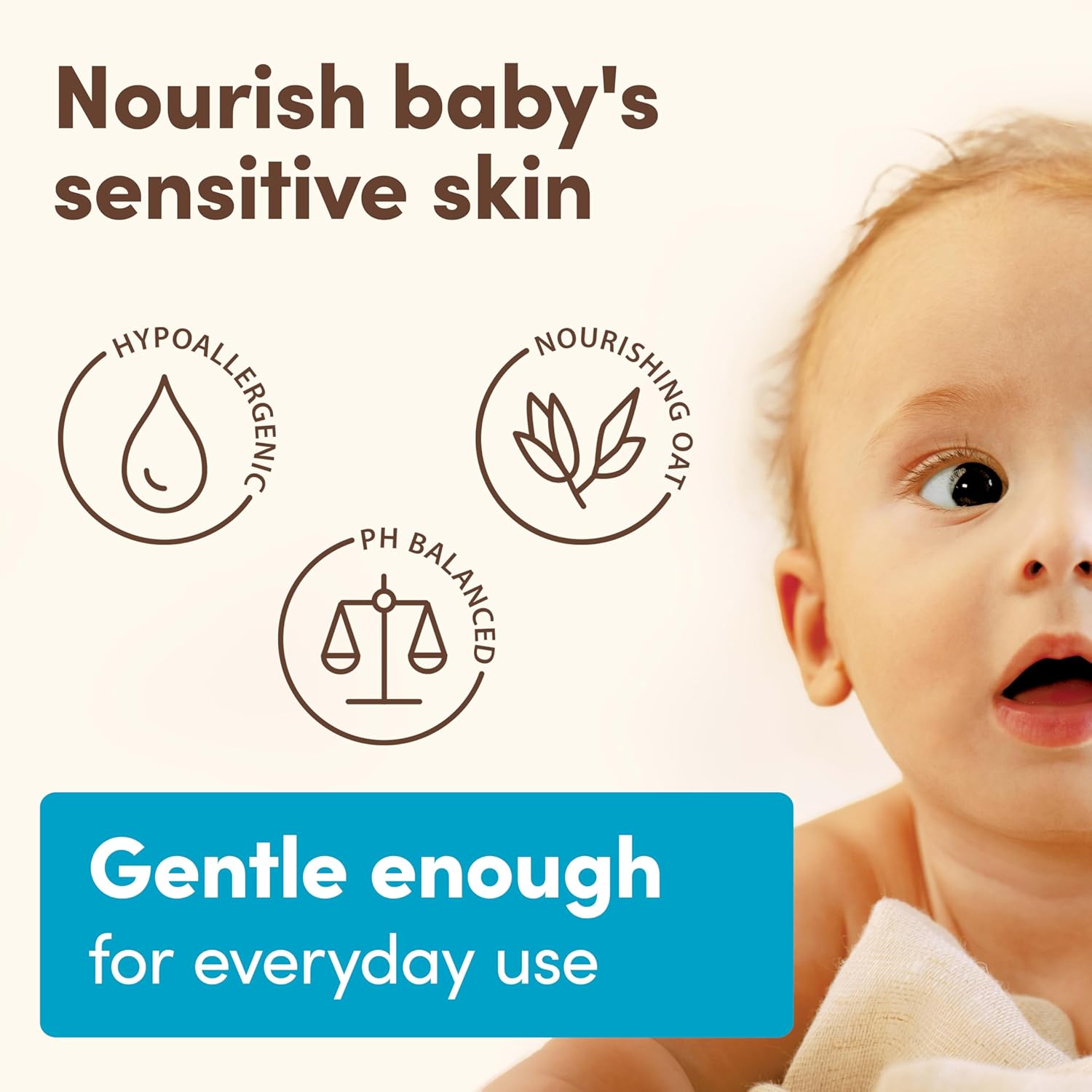 Daily Moisture Gentle Bath Wash & Shampoo with Natural Oat Extract, Hypoallergenic, Tear-Free & Paraben-Free Formula for Sensitive Hair & Skin, Lightly Scented, 532Ml