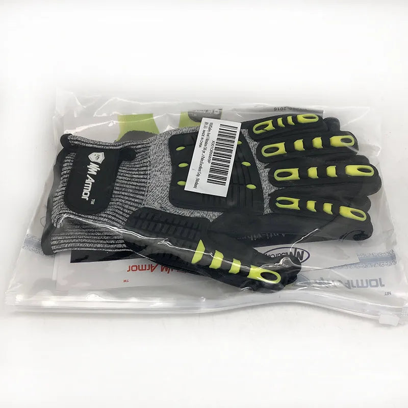 100% High Quality Anti-Cut Resistant Anti-Vibration Glove Oil Proof Mechanic Safety Working Gloves Sandy Nitrile Palm Grip