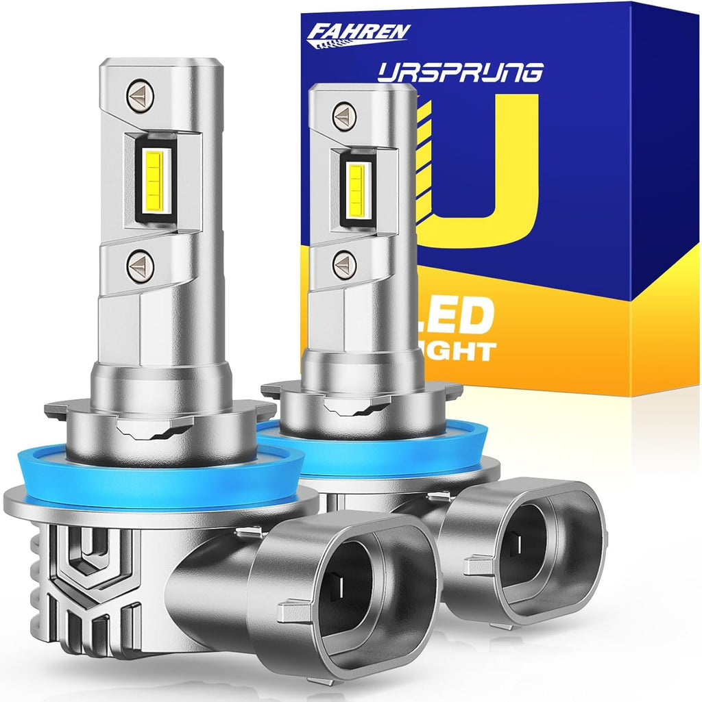 2025 H11 H9 H8 LED Headlight Bulbs, 30,000LM 800% Super Brightness H11 LED Bulbs, 1:1 Mini Size Plug and Play, 6500K Cool White Halogen Replacement, Pack of 2