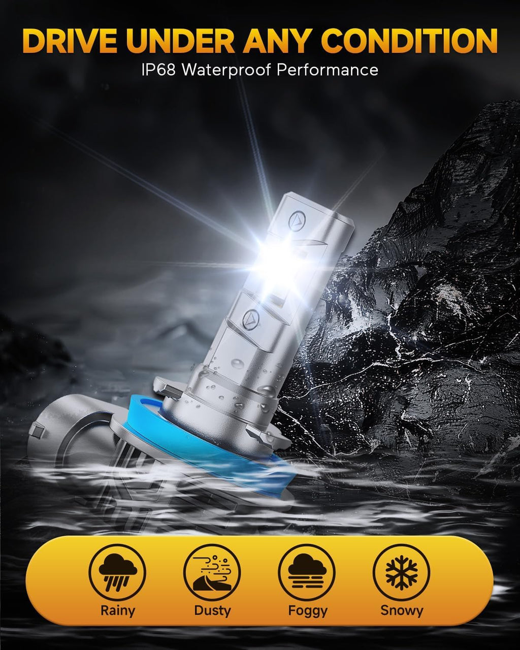 2025 H11 H9 H8 LED Headlight Bulbs, 30,000LM 800% Super Brightness H11 LED Bulbs, 1:1 Mini Size Plug and Play, 6500K Cool White Halogen Replacement, Pack of 2