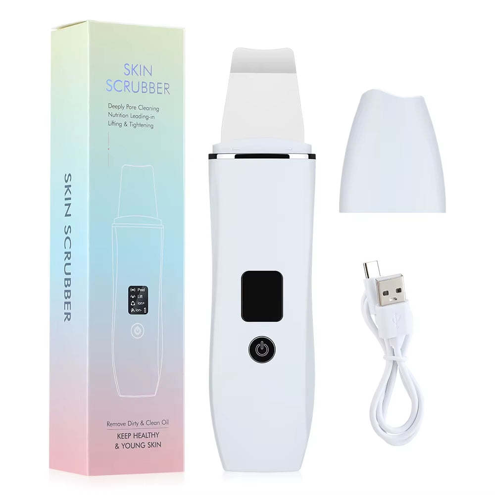 Ultrasonic Skin Scrubber Peeling Blackhead Remover Deep Face Cleaning Ultrasonic Ion Acne Pore Cleaner Facial Shovel Scrubber