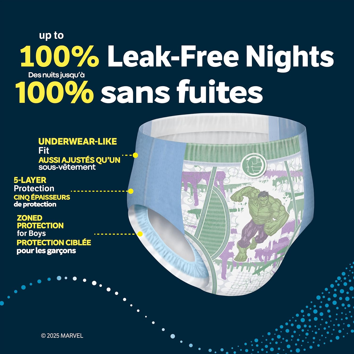 Huggies  Boys Bedwetting Night Time Underwear, , S/M (43-68 Lb.), 44 Ct