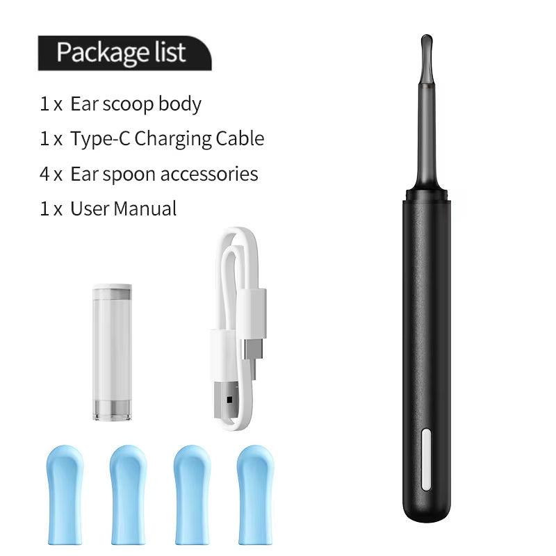 DDCAMERA Smart Ear Wax Removal Ear Cleaner with Ear Cleaning Tool 2.0MP HD Camera Light Ear Wax Removal Kit Endoscope Otoscope