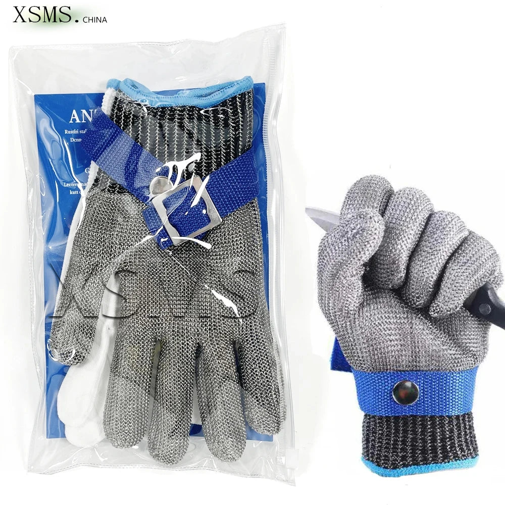 Anti-Cut Gloves Safety Cut Proof Stab Resistant Stainless Steel Wire Metal Mesh Butcher Protect Meat Cut-Resistant Gloves ANSIA5