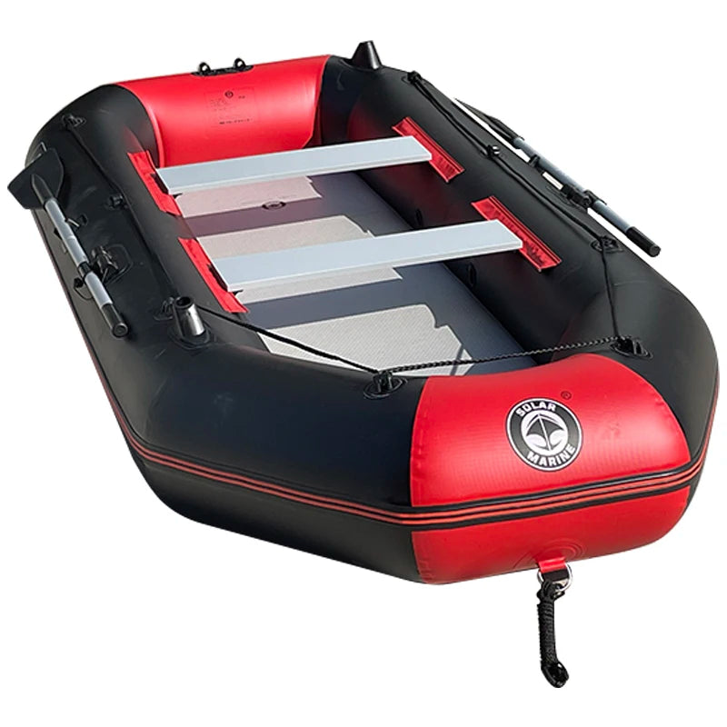 Solarmarine 2.7M 4 Person 0.9PVC Inflatable Boat Fishing Kayak Thick and Wear-Resistant Canoe Air Mat Floor with All Accessories