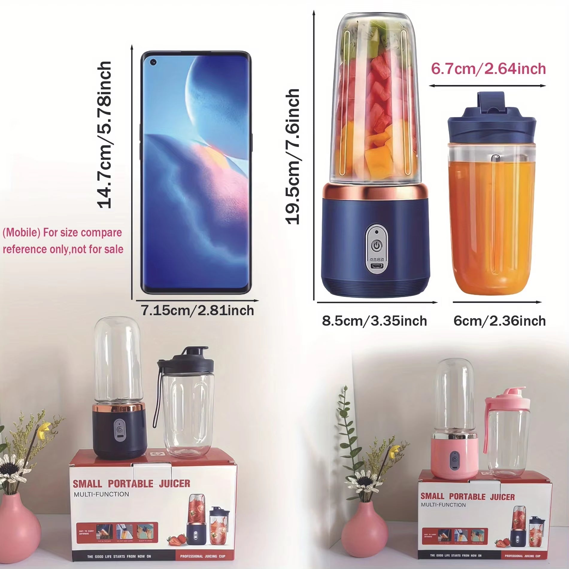 6 Blade 400ML Portable Blender Electric Juicer Cup for Travel Portable Juicer Mixer Usb Fresh Fruit Juice Blender Smoothie