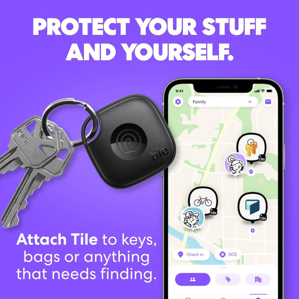 by Life360 Mate (2024) Bluetooth Tracker, Keys Finder and Item Locator for Keys, Bags and More. Phone Finder. Both Ios and Android Compatible. 2-Pack (Black/White)