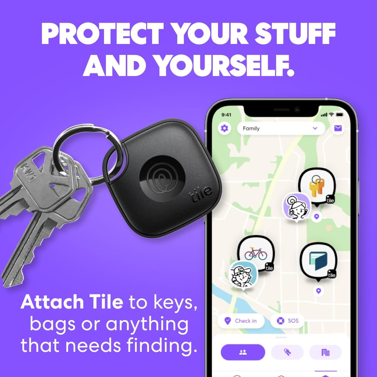 by Life360 Mate (2024) Bluetooth Tracker, Keys Finder and Item Locator for Keys, Bags and More. Phone Finder. Both Ios and Android Compatible. 2-Pack (Black/White)